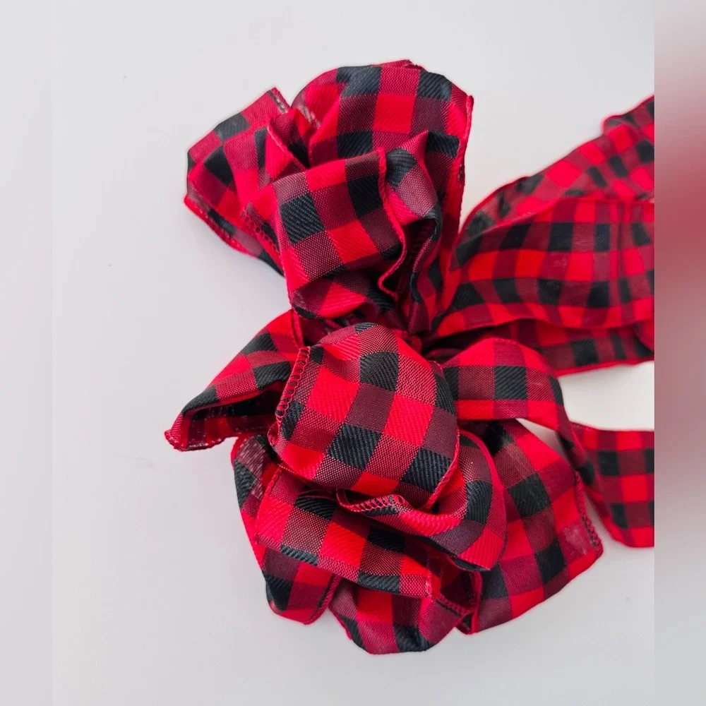 21” Buffalo Check Rustic Plaid Red & Black Craft Bow